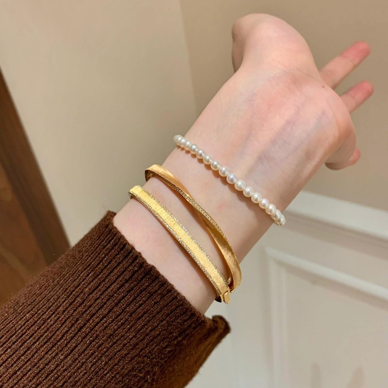 Vintage Mid-vintage Italian Buchie style high-end brushed Mobius bracelet with twisted rope and diamond layering pic 7