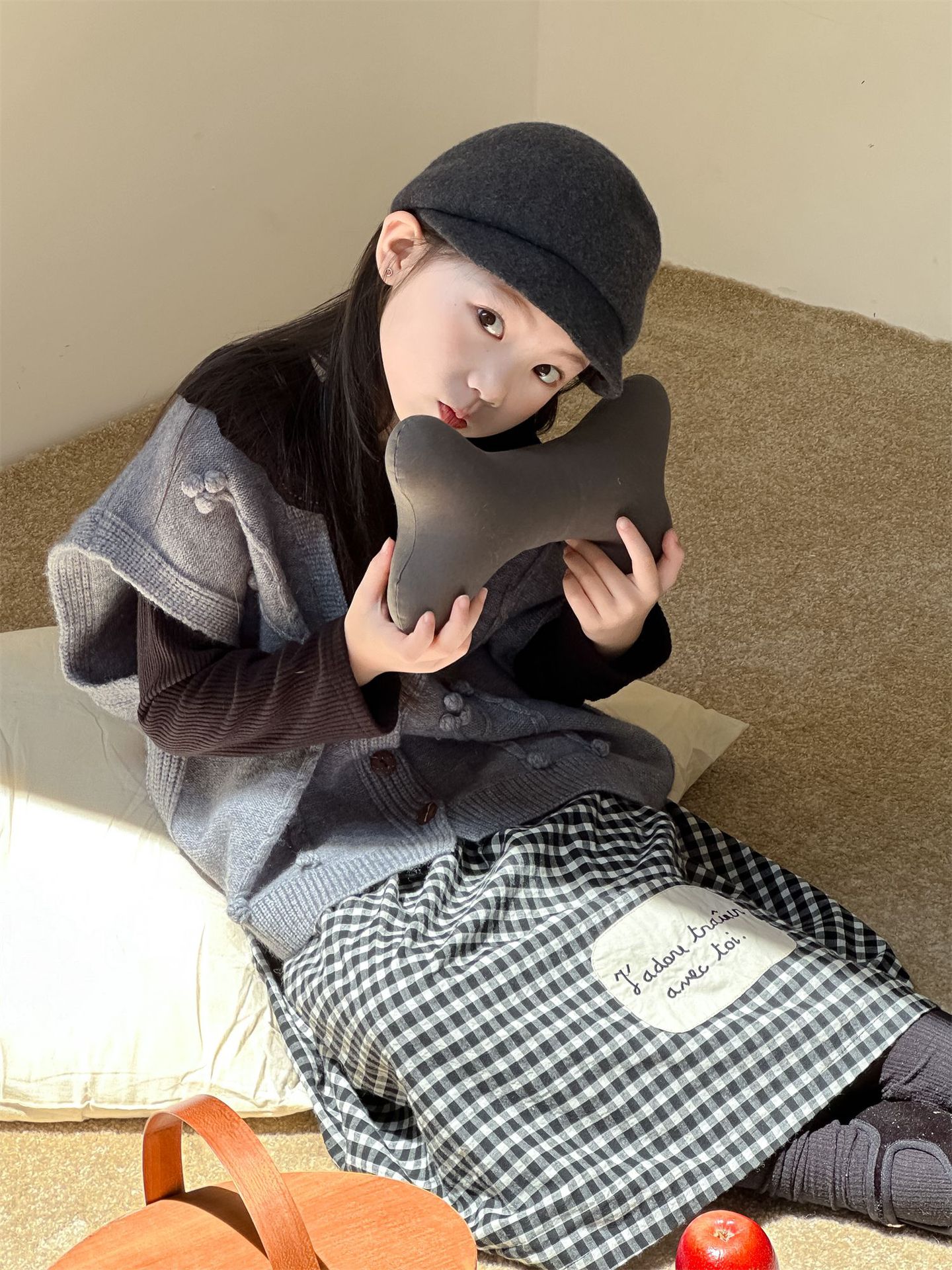 花与寻童装女童韩系穿搭洋气格子裙2024秋季新款百搭中长款半身裙详情20