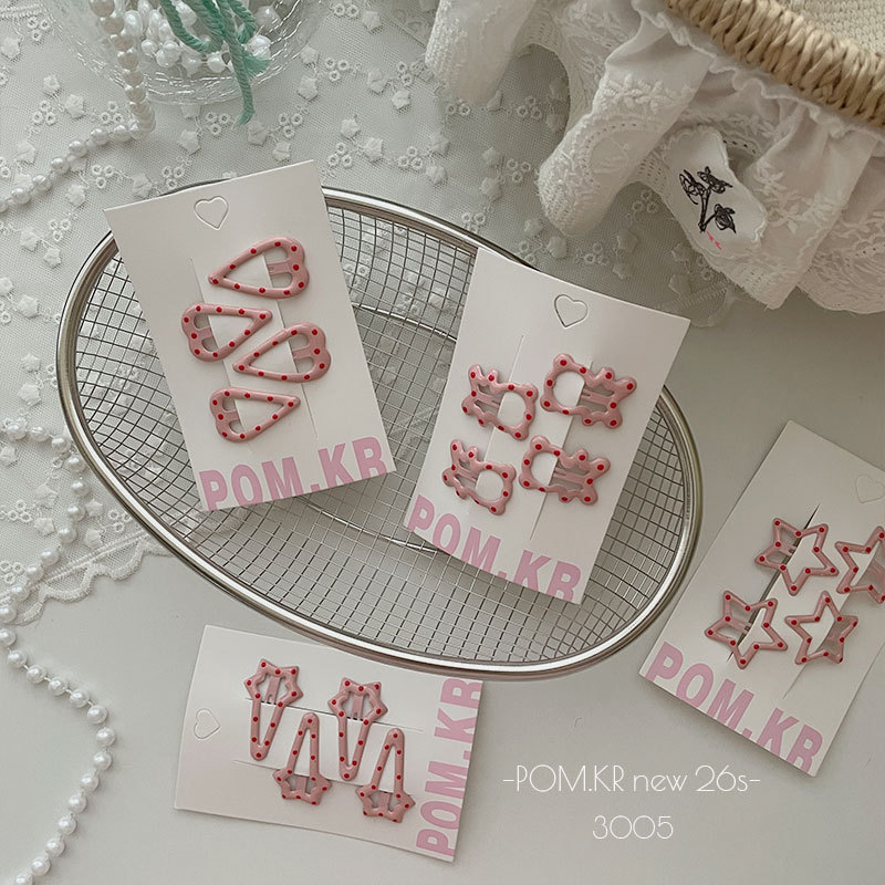 Spring new pink polka dot bb clips for children, sweet lacquered five-pointed star baby bangs clips for girls pic 2