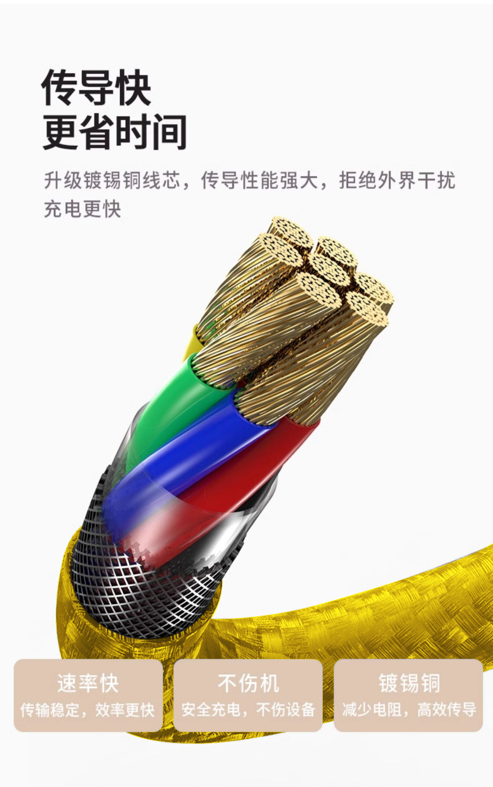 跨境挂脖渐变挂绳PD60W快充数据线适用苹果华为手机二合一充电线详情19