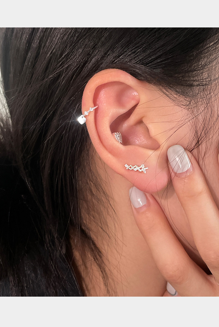999 sterling silver exquisite zircon heart-shaped small ear studs for women on Instagram, a unique and high-end style of Korean-style sweet earrings pic 12