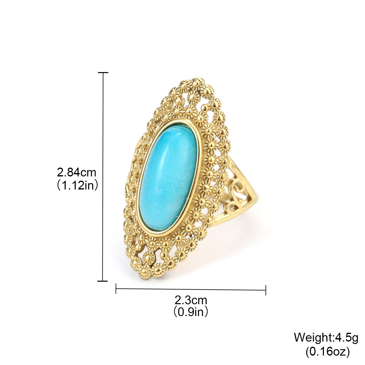 Best-selling stainless steel natural stone rings for women on AliExpress, non-fading titanium steel retro geometric rings for women pic 23