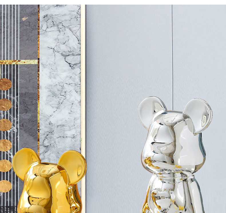 现代桌面电视柜暴力熊爱心熊树脂电镀公仔创意摆件装饰品摆设详情5