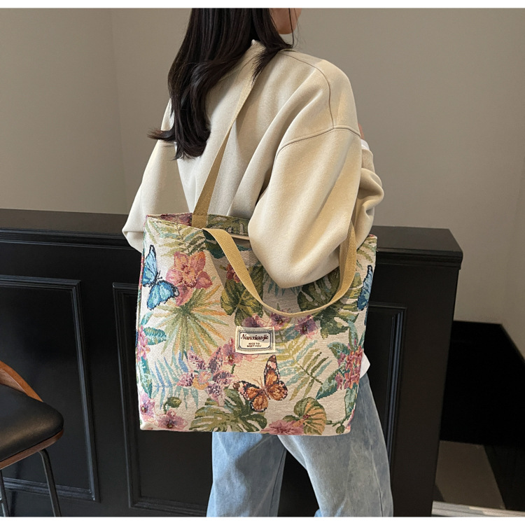 大容量国潮风帆布包包女2025新款通勤托特包女ins大学生上课单肩包详情41