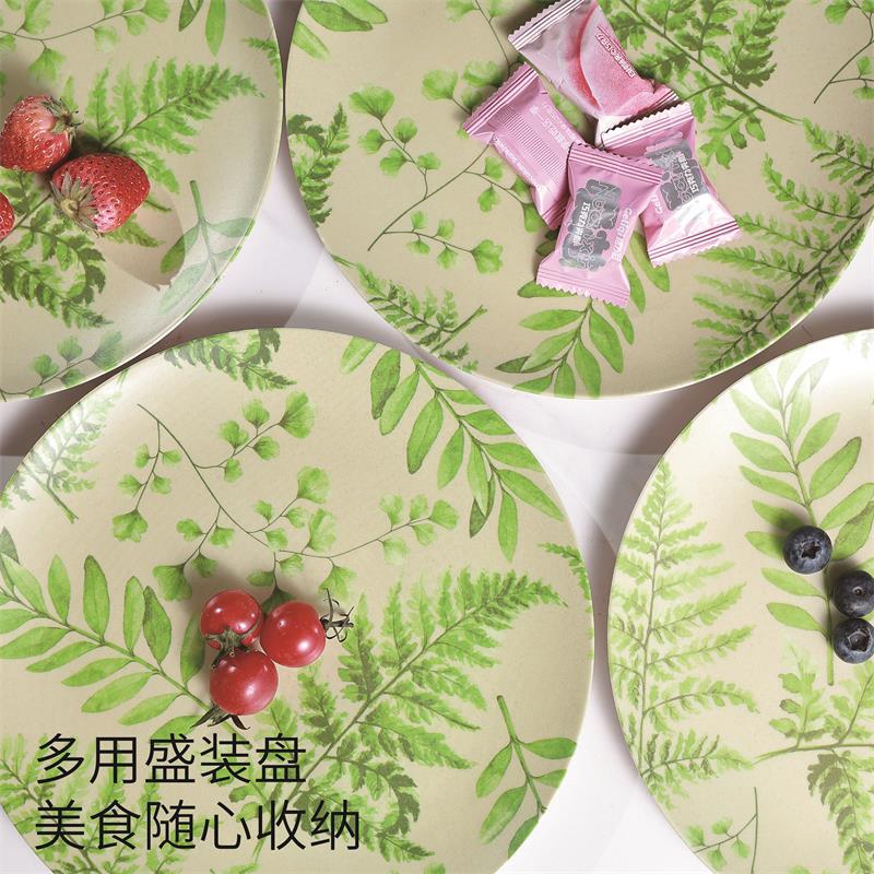 绿色叶子图案陶瓷碗盘家居陶瓷碗饺子盘180ml详情1