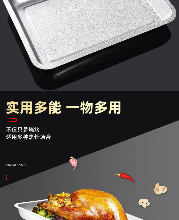 不锈钢方盘长方形加深厚方盆带盖商用装菜铁盒子家用烤鱼托盘商用详情8