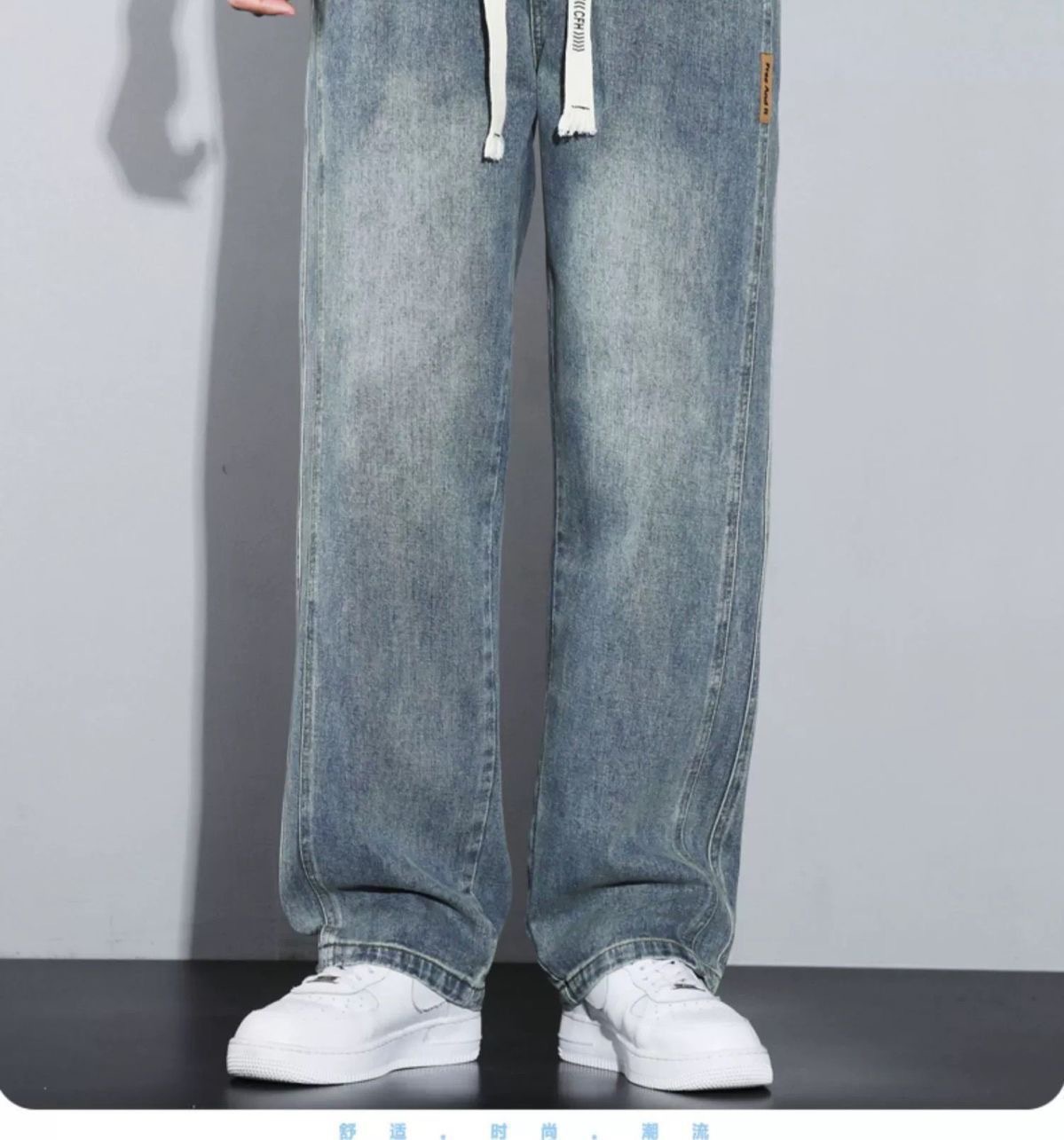 New loose straight-leg retro jeans for men in spring and autumn, wide-leg casual American workwear long pants for men pic 14