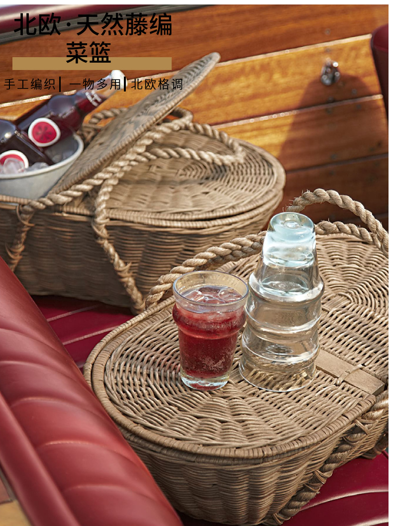 Hand-held basket, wicker and willow weaving, creative hand-woven small, rural picking, home storage and decoration basket, picking basket pic 1