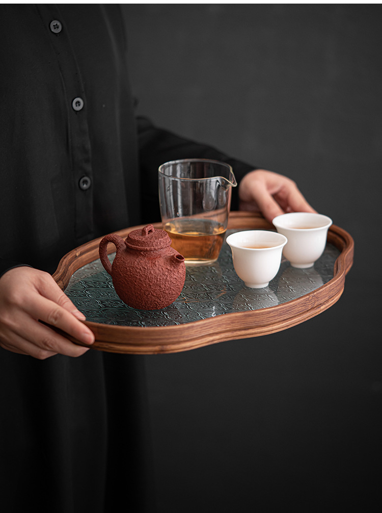 厂家批发日式玻璃茶托盘复古竹制茶盘简约家用茶室水果点心收纳盘详情15