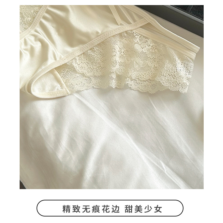 ins魅惑镂空~法式性感女士纯棉裆少女透气纯欲缎面蕾丝内裤三角裤详情4