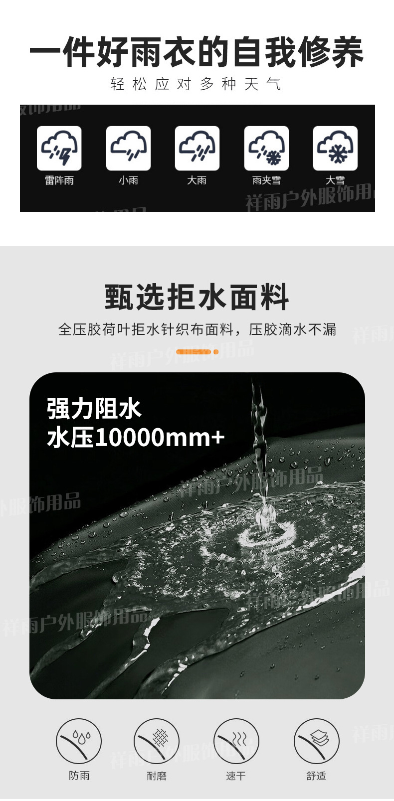 加厚雨衣雨裤套装防爆雨男女同款成人加厚防水针织布分体式雨衣详情5