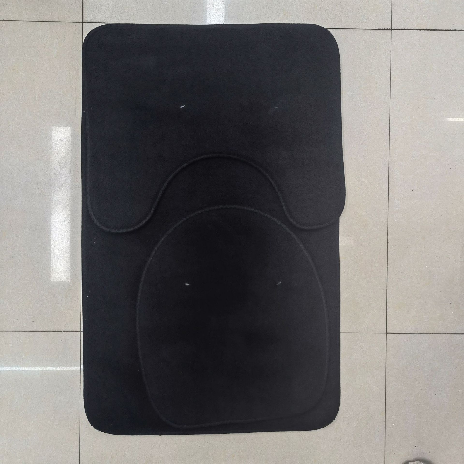 Milano fleece color sólido absorbente antideslizante baño baño asiento de inodoro U forma de dos piezas juego de tres piezas esponja piso mat pic 6