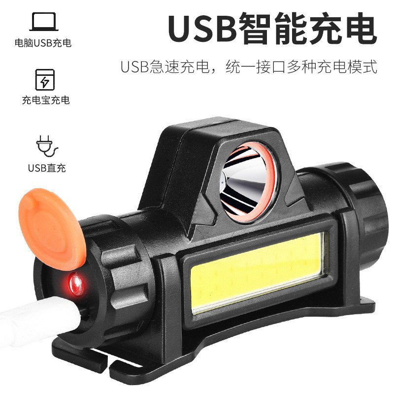 Faros multipropósito luz brillante LEDUSB linterna recargable imán COB luz de trabajo trekking pesca headset ultra brillante pic 6
