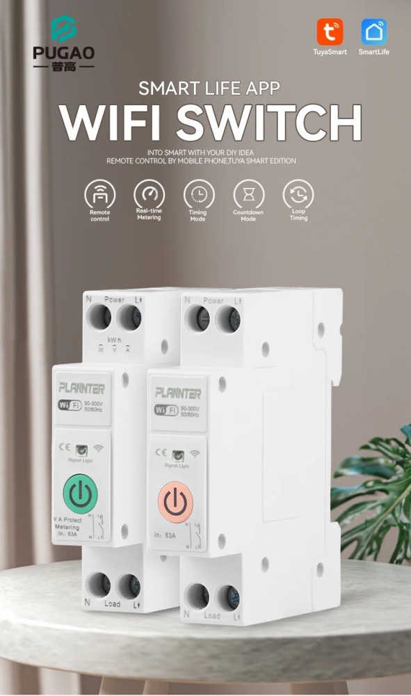 WIFI涂鸦智能断路器测量无线遥控开关PLVA1-63 1P用于智能家居详情3
