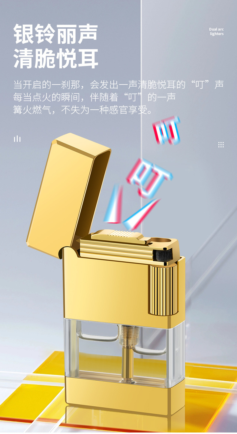 Double-flame transparent gas chamber direct-flush open flame conversion metal lighters can be delivered on AliExpress, popular lighters in Europe and America pic 3