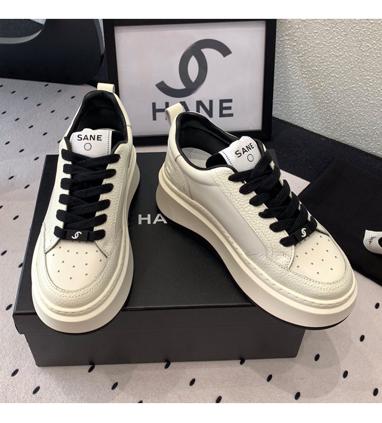 Xiaoxiangfeng thick-soled white sneakers for women 2025 new style, cake-soled cookie shoes, dwarf fun height-increasing shoes, sports casual shoes pic 5
