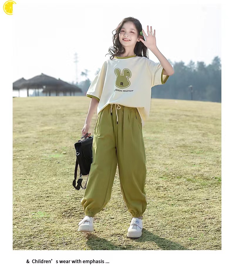 女童夏装2025新款短袖t恤夏款中大童洋气时髦衣服儿童夏季套装潮详情12