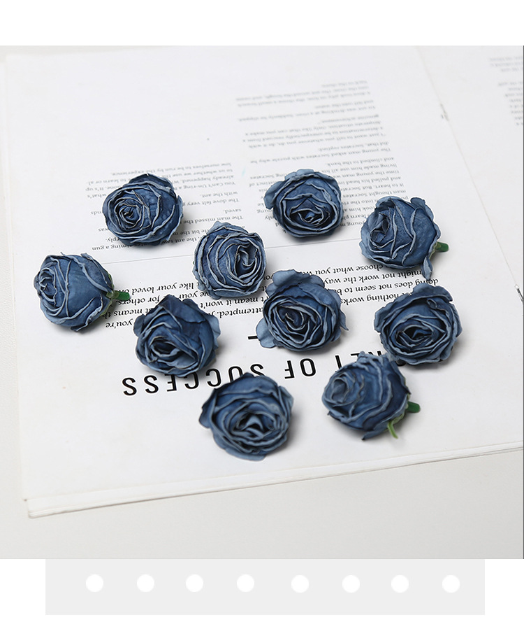 Ins风焦边小乔仿真玫瑰花头韩系DIY发饰头花胸花配件婚庆花艺装饰详情8