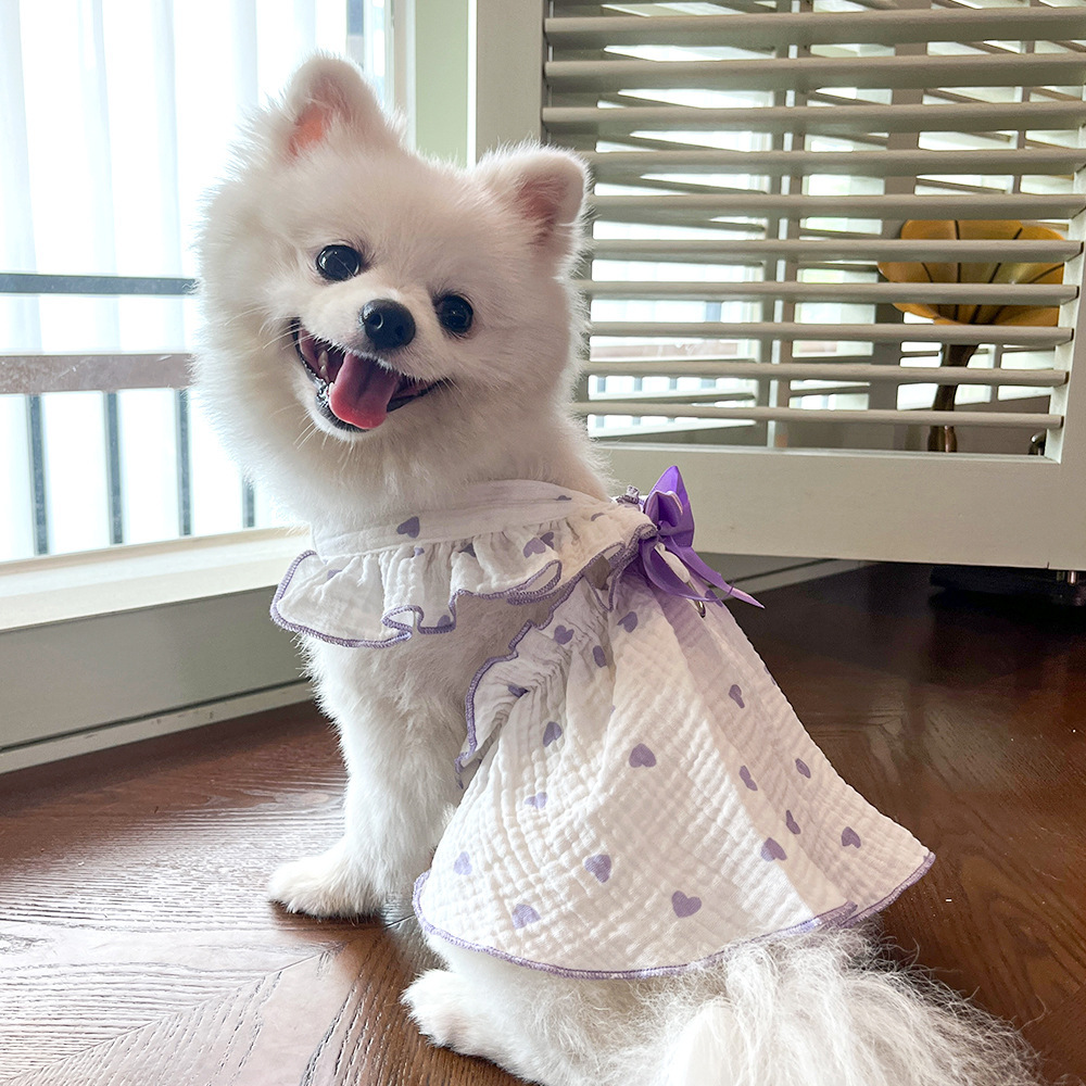 Mascotas vestido ropa ropa primavera verano perro gato teddy by bear pomerania muppet gato amor 100% algodón pic 19