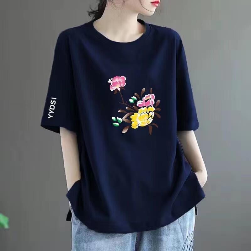 清仓捡漏~尾单大牌剪标专柜撤回外贸大码女装短袖中长款印花t恤女详情18