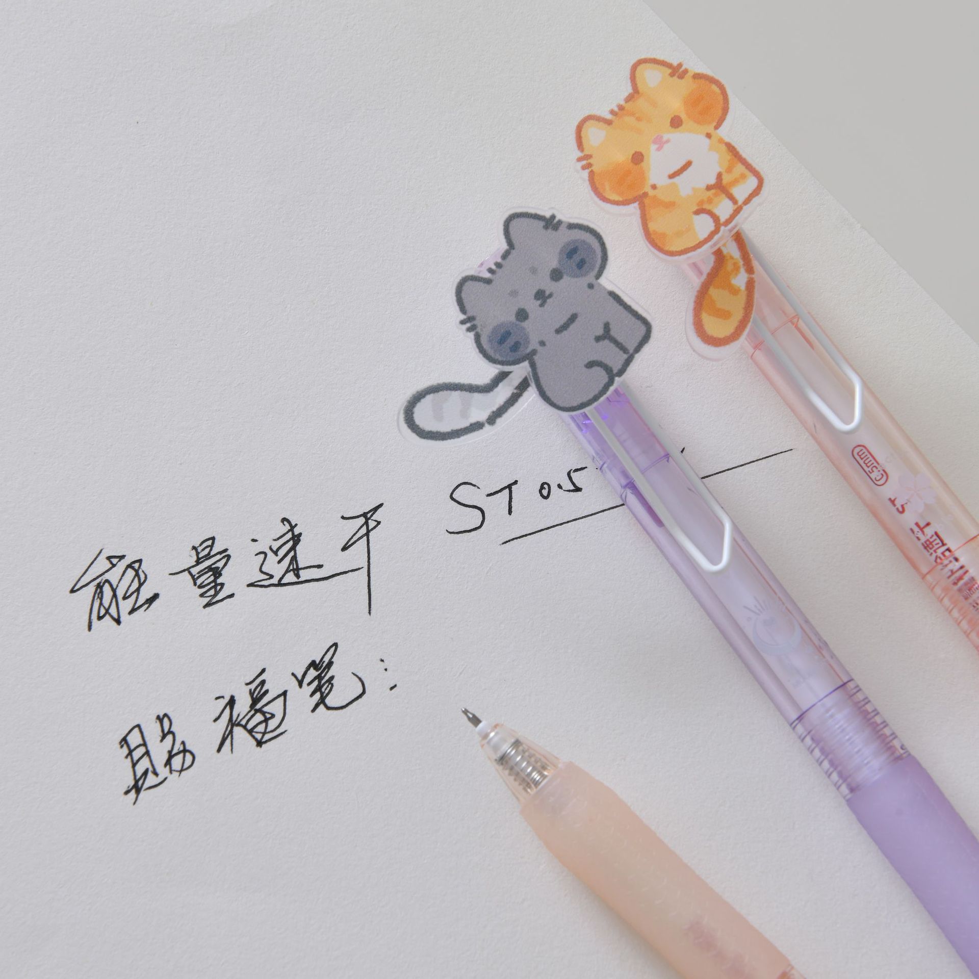 New cat tail press gel pen 0.5mm black pen, smooth and cute design for exam writing, anti-slip handle stationery pen pic 6