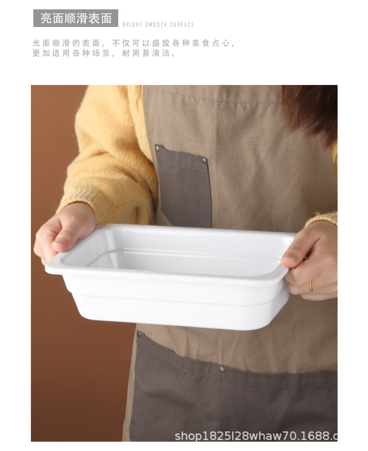 Melamine fraction basin, white A5 rectangular deep plate, commercial imitation porcelain display plate, food selection basin, cooked food and marinated food plate pic 4