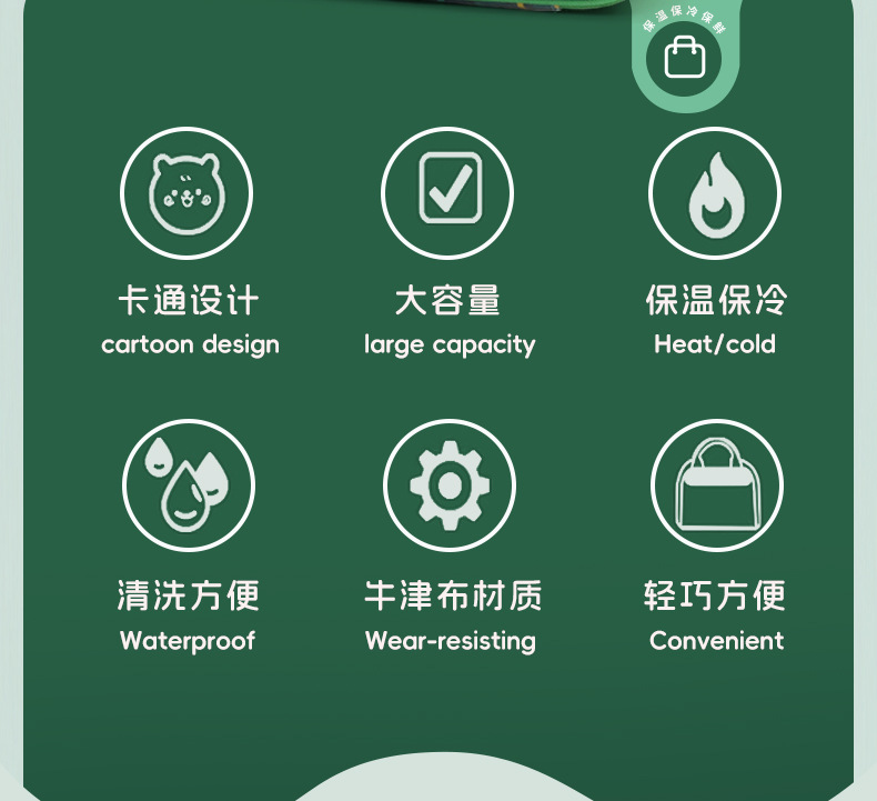 三能新款儿童卡通保温包亚马逊学生带餐饭盒袋 跨境手提保冷冰包详情12