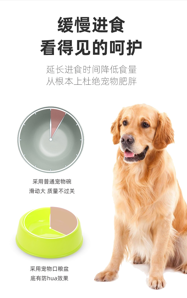 新款多功能简约纯色狗狗食盆 圆弧慢食柱设计防呛防噎宠物慢食碗详情6