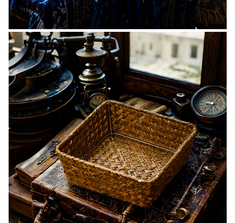 手工编织桌面收纳筐洗漱护肤化妆用品整理篮茶几遥控器钥匙收纳筐详情17