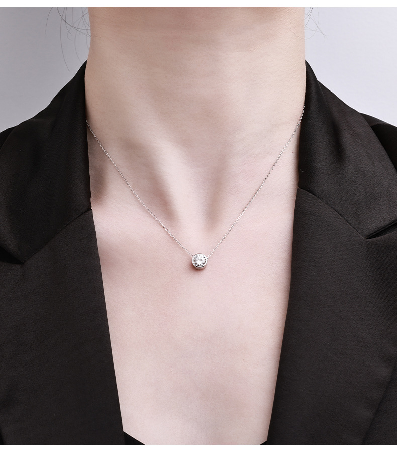 S925 sterling silver bubble necklace, Moissan diamond one-carat pendant, single diamond, simple, light luxury, versatile collarbone chain wholesale pic 4