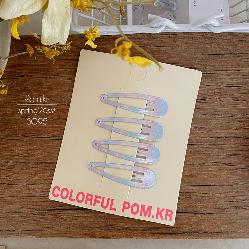 Spring new macaron-colored gradient water drop hair clips for children, simple side wavy bangs clips, baby forehead clips pic 5