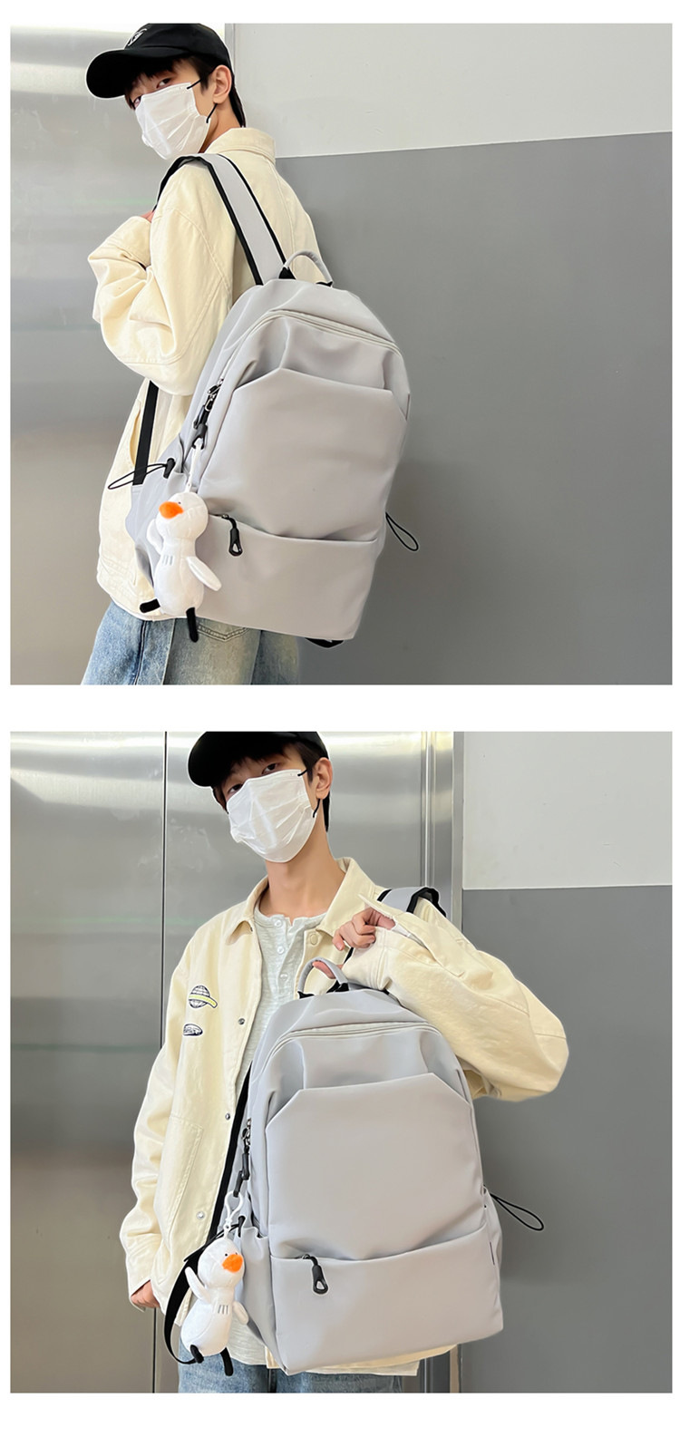 中大学生书包女潮流褶皱双肩包男批发 学院风情侣休闲耐用双肩包详情32