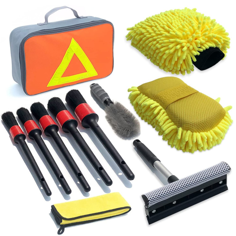 Cross-border source car wash and cleaning set of 10 pieces: car wash sponge, rubber thread, wheel hub brush, glass scraper, car wash brush pic 17