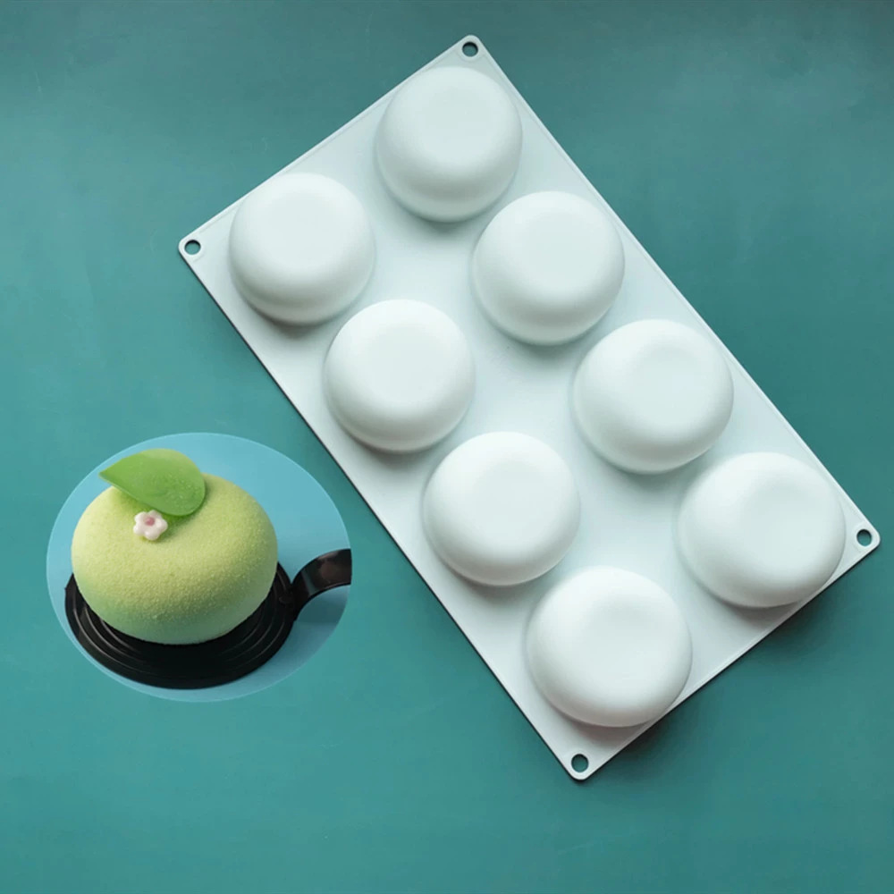 现货硅胶烘培工具8连扁圆慕斯磨具立体石膏模具圆形蛋糕装饰烘焙详情1