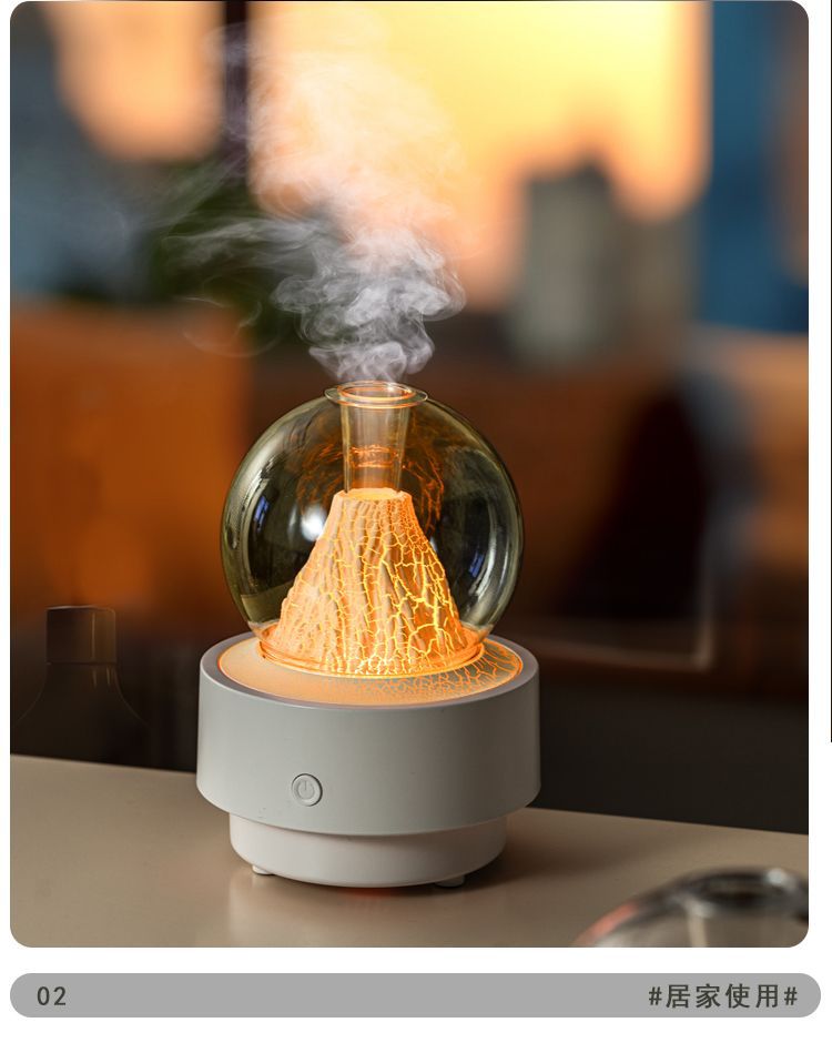 2025跨境新款创意火山熔岩香薰机家用卧室办公桌面喷雾火焰加湿器香薰机详情11