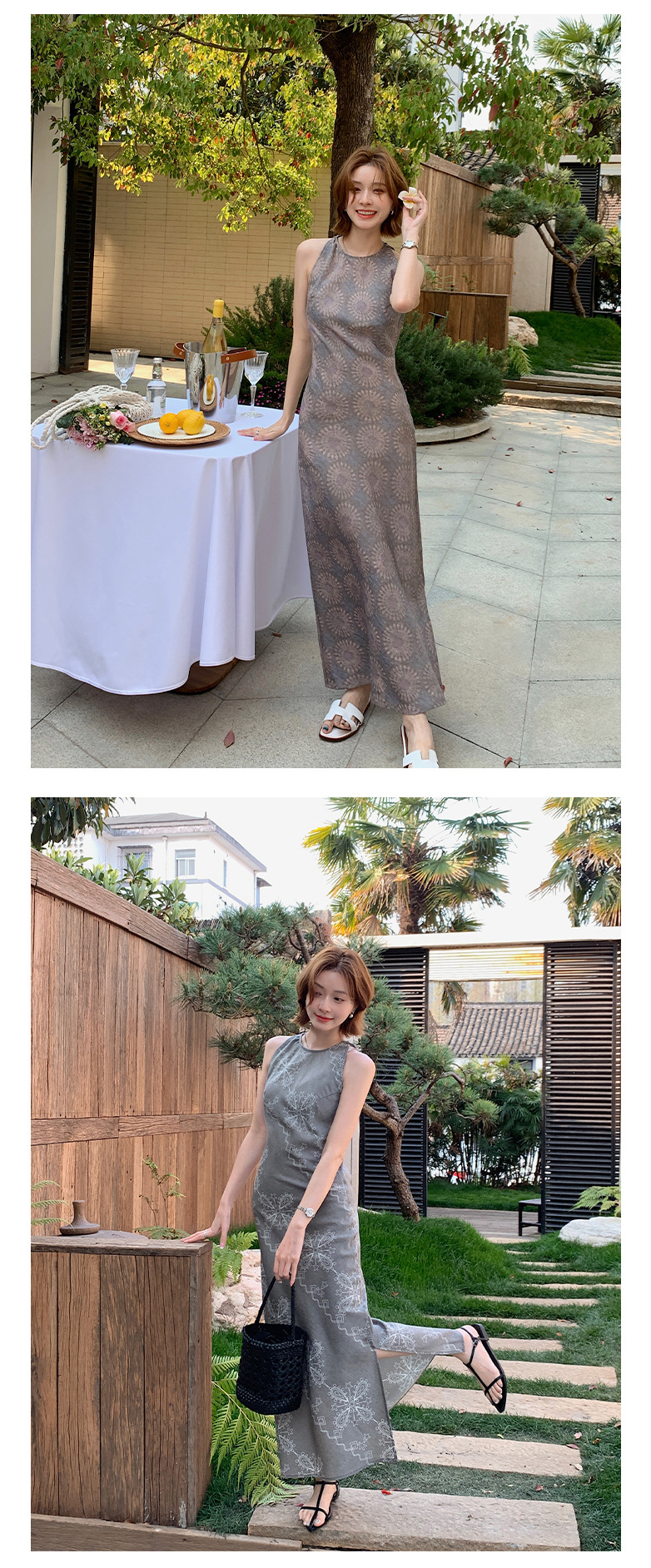 Rongtai Tencel Linen printed improved cheongsam sleeveless slimming dress for Women 2025 New style elegant A-line dress pic 16