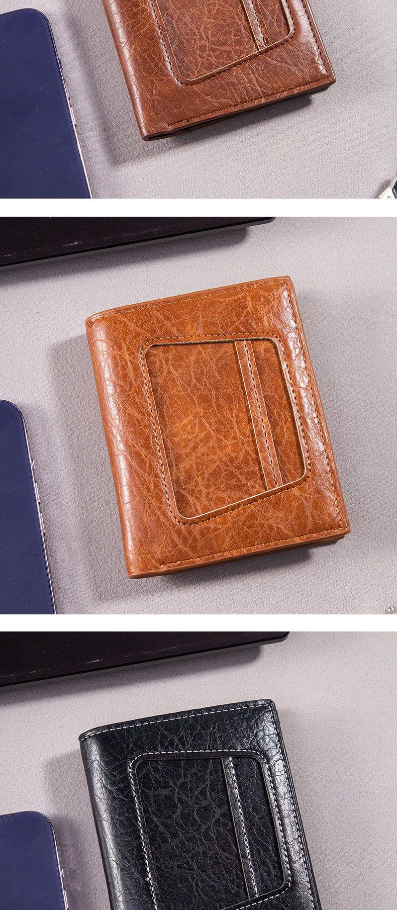 新款男士钱包男短款钱夹时尚休闲荔枝纹软皮夹多卡位大容量小钱包详情7