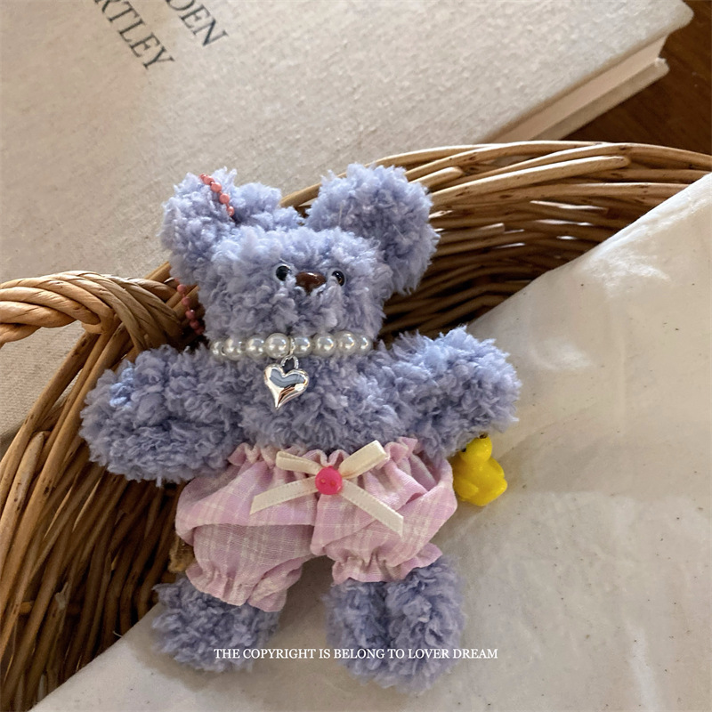 韩国新款珍珠碎花裤子扭扭棒小熊挂件 甜美可爱龙虾扣包包挂饰女详情14