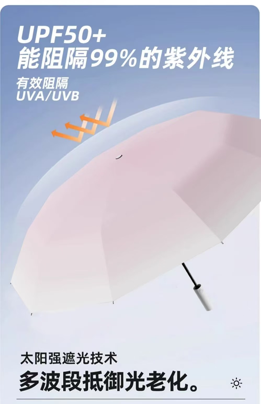 全自动晴雨伞20骨稳固抗风306渐变色折叠晴雨伞防晒遮雨两用伞详情19