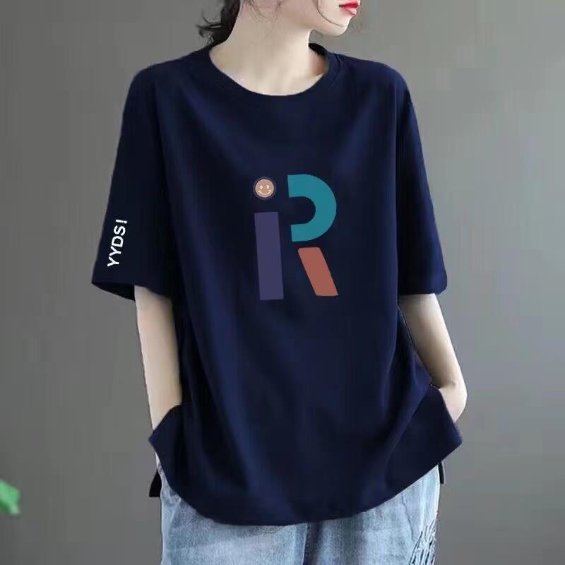 清仓捡漏~尾单大牌剪标专柜撤回外贸大码女装短袖中长款印花t恤女详情3