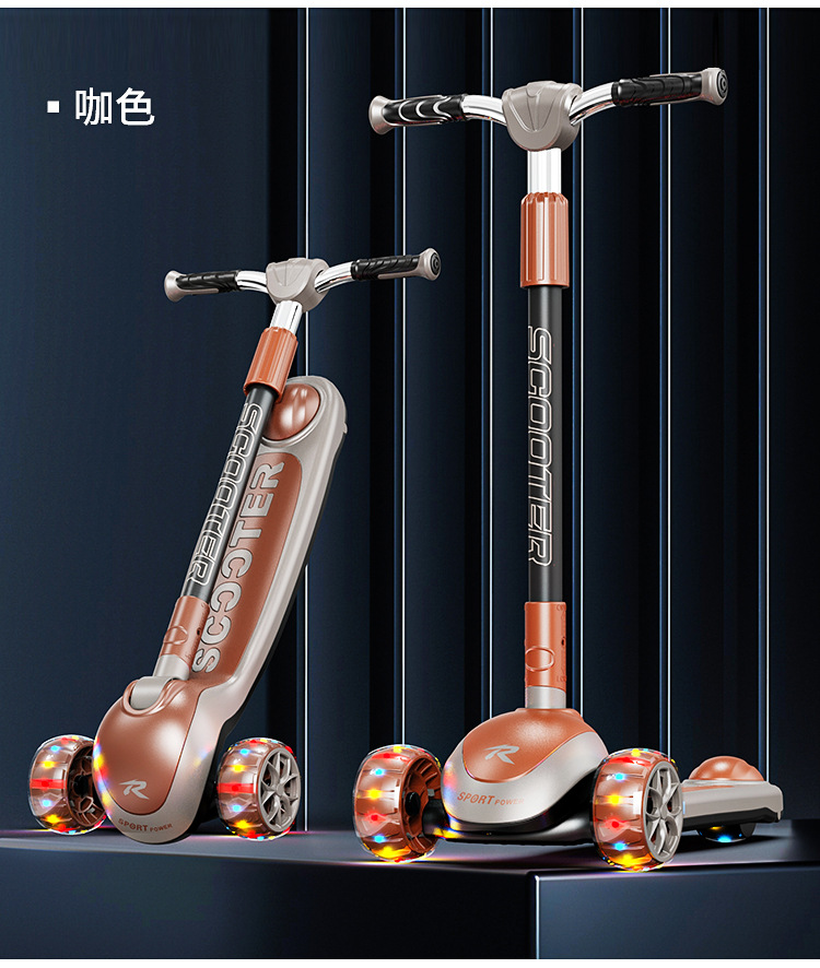 新款折叠儿童滑板车 3-18岁加大PU轮闪光外轮溜溜脚踏儿童滑行车详情13