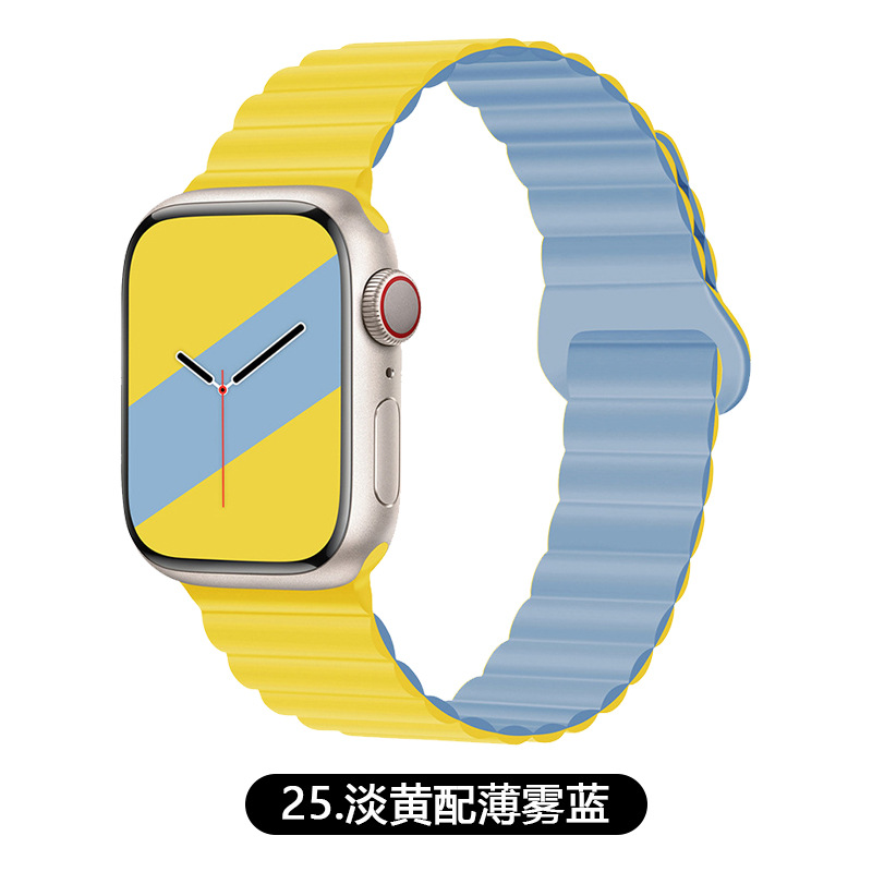 适用AppleWatch苹果硅胶表带iwatch1-9代/SE双色磁吸回环手表表带详情10