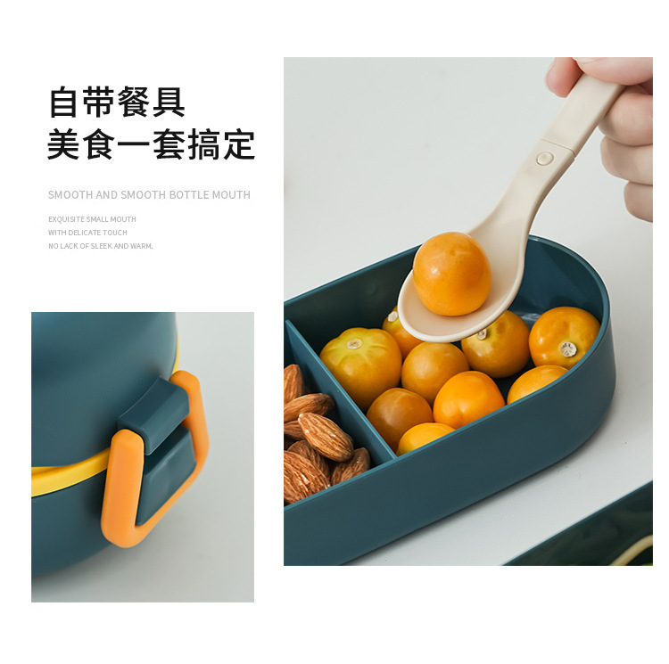 European-style plastic double-layer bento box, microwave oven lunch box, Japanese cartoon with tableware, office worker and student meals pic 11