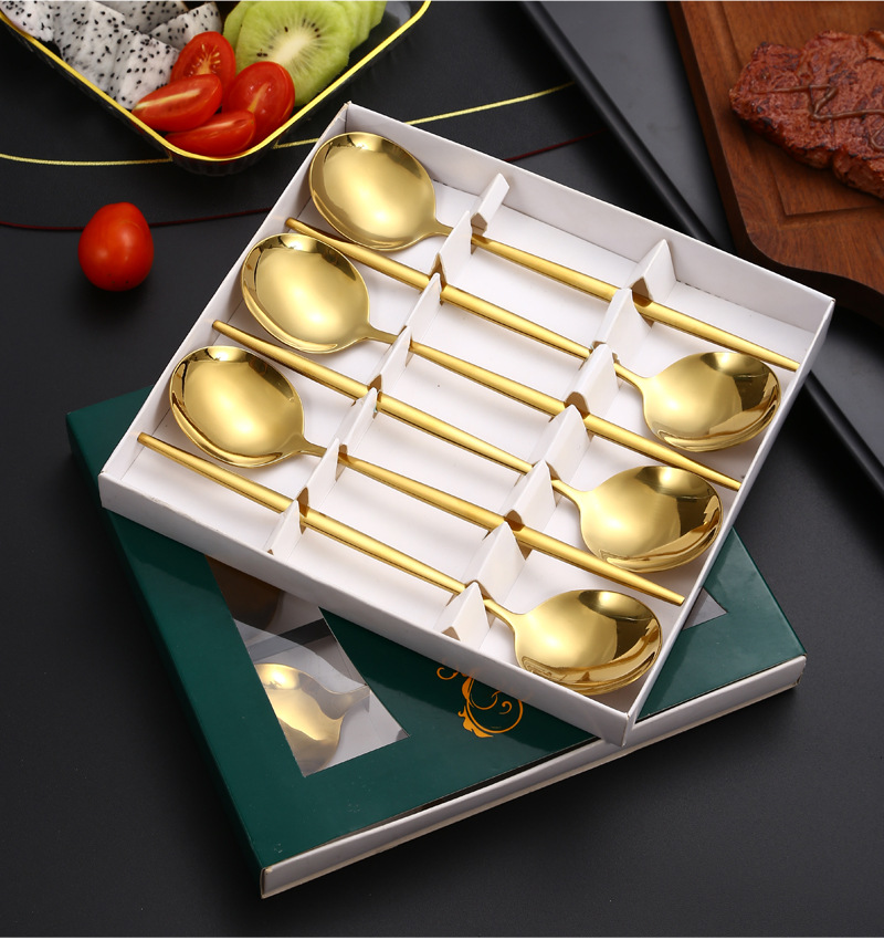 Stainless steel spoons, spoons, promotional gifts, home dining spoons, mixing spoons, creative gift box, tableware six-piece set pic 16
