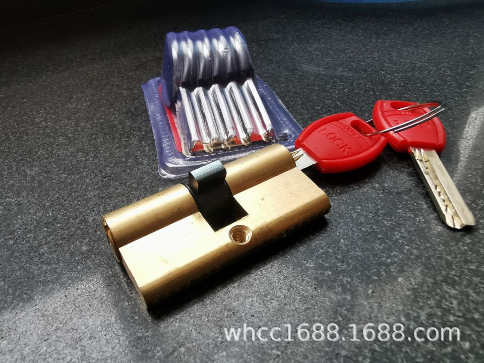 防盗门锁芯红黑柄家用公寓出租纯铜锁芯批发AB电脑钥匙锁芯65-120详情7