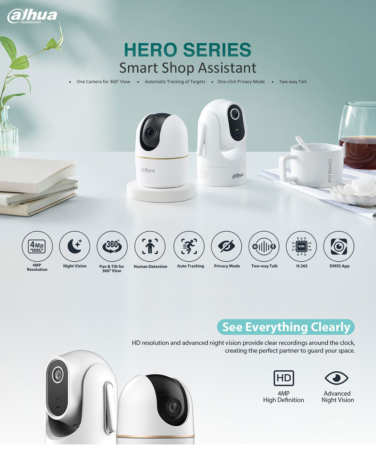 dahua brand 4MP无线英文港澳台繁体高清360度旋转WIFI摄像头H4C详情1