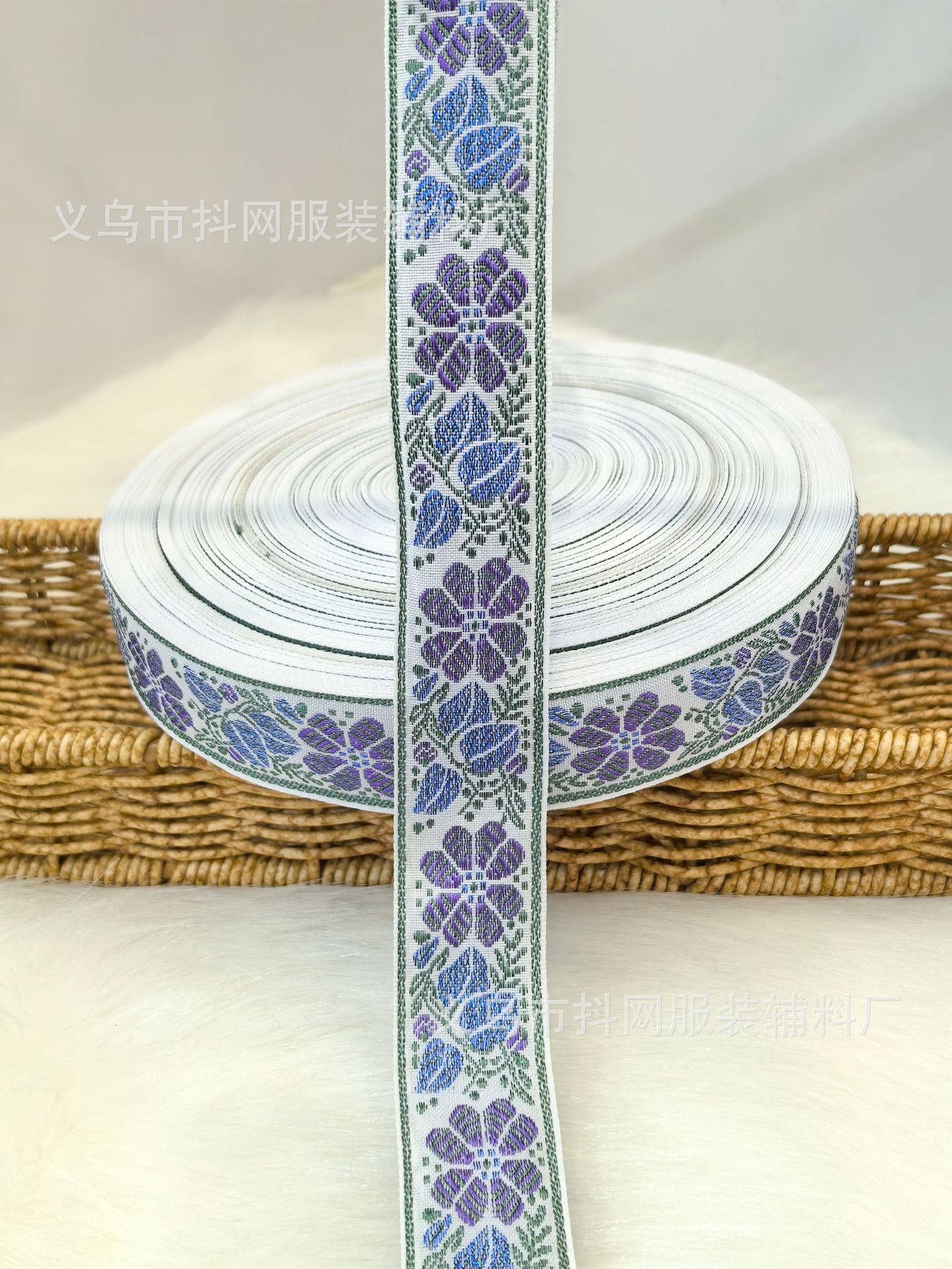 2.7-4.1cm new black background ethnic style jacquard embroidery nylon webbing gift box packaging tape performance costume pic 16