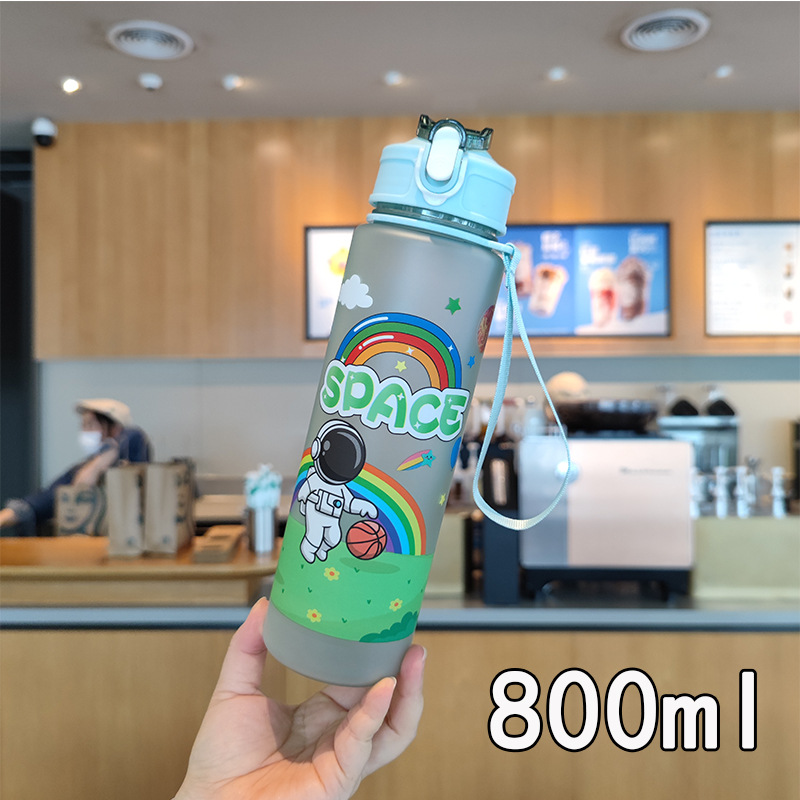 夏季卡通太空人磨砂水杯弹跳盖吸管杯便携提绳PC塑料杯宇航员水瓶详情8