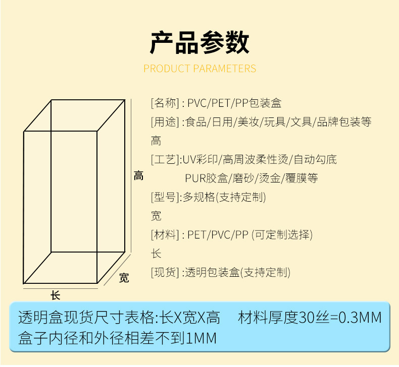 厂家直销pvc包装盒现货pp磨砂塑料盒 pet盒子礼品包装可定 制logo详情5