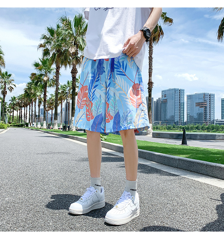 沙滩休闲短裤男夏季薄款速干泳裤潮流印花大裤衩宽松睡裤五分裤子详情3